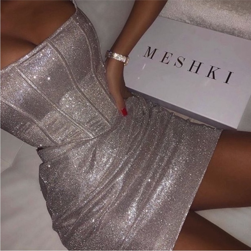 Meshki Strapless Sparkle Mini skirt set
